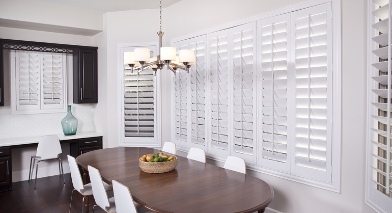 classic shutters in Hartford dining room
